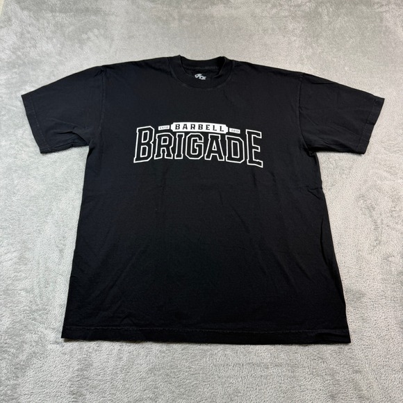 Barbell Brigade Other - Barbell Brigade Crewneck T-Shirt Men Large Black Spellout Cotton Gym Workout